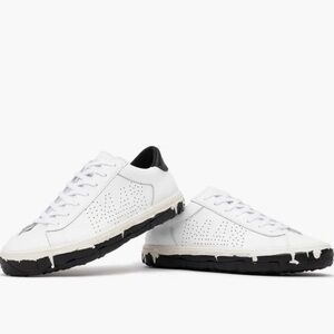 P448 Low Top White Sneakers C.S.L Size 38 US 7.5 Black Vibranm Sole